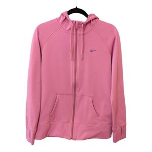 Nike Thermafit Zip Up Thumb Hole Workout Jacket Barbie Pink Womens Size Large